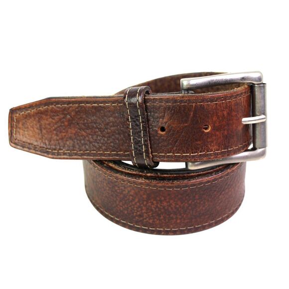 Mexico BROWN GENUINE LEATHER 1 1/2"Wd STITCHED DRESS MEN'S BELT Sz 42/105 (E57 - Picture 2 of 11